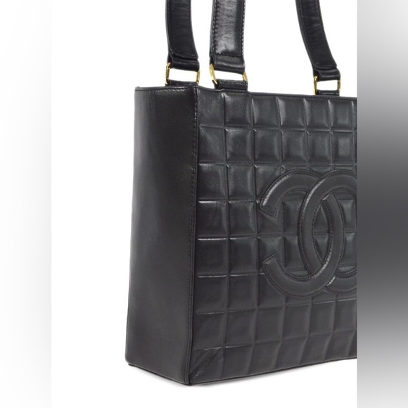 🔥CHANEL choco bar lamb skin leather black tote - Picture 3 of 10